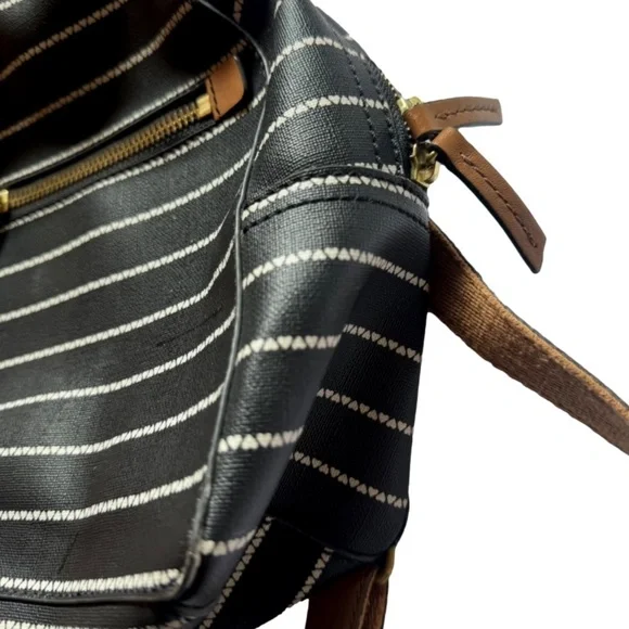 Fossil Black & White Heart Stripes Megan Backpack - Picture 3 of 5